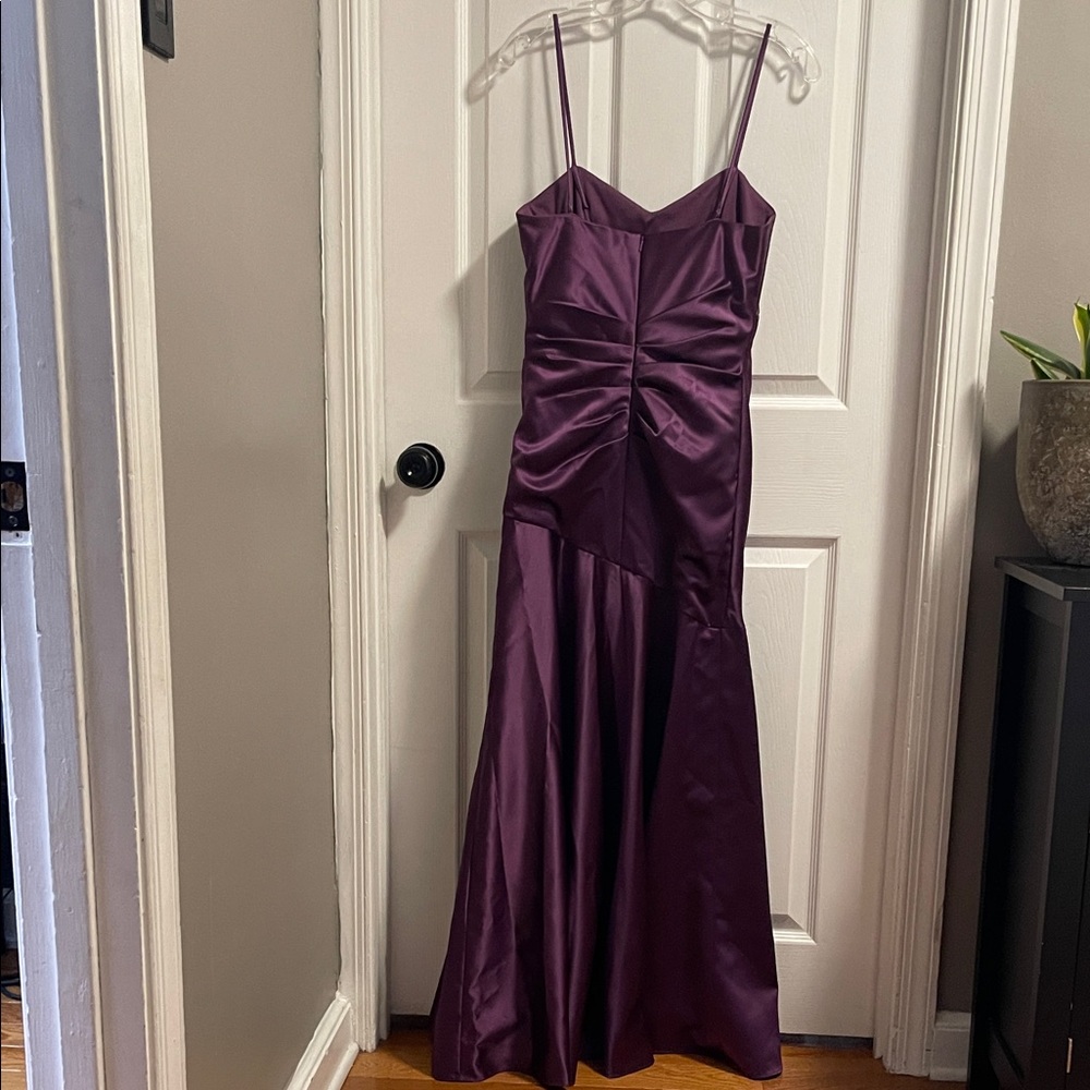 Dessy Collection Deep Purple Satin Gown - Picture 2 of 3